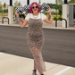 HE LOVES ME NOT FLORAL MESH DRESS