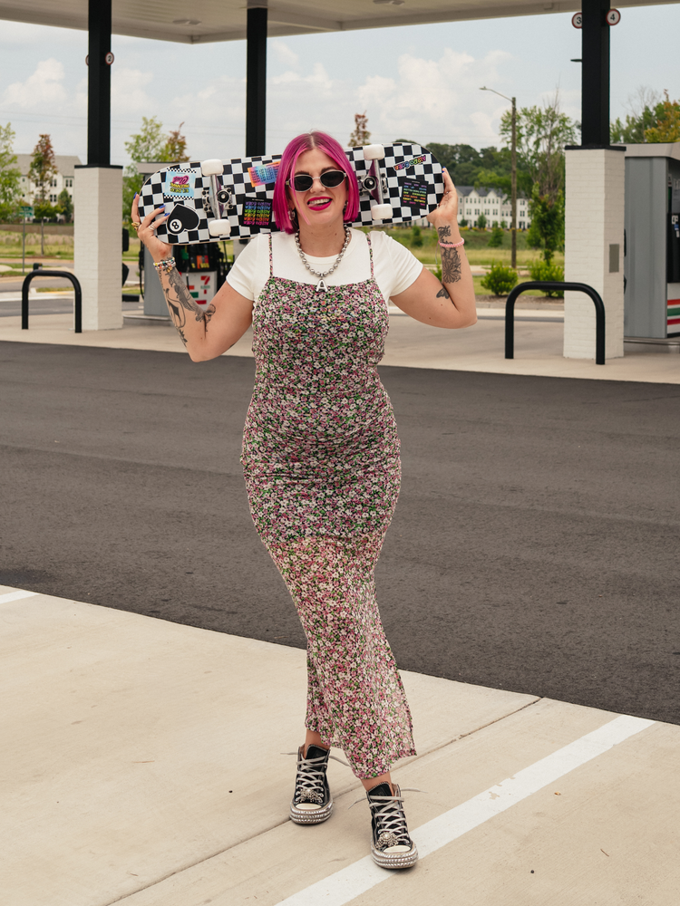 HE LOVES ME NOT FLORAL MESH DRESS