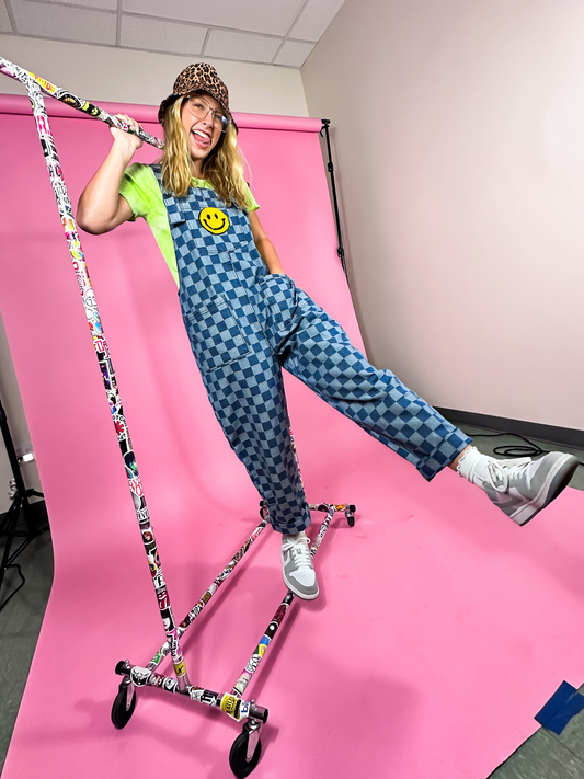 *JUST RESTOCKED!* LIFE IS A MIXTAPE CHECKERED OVERALLS