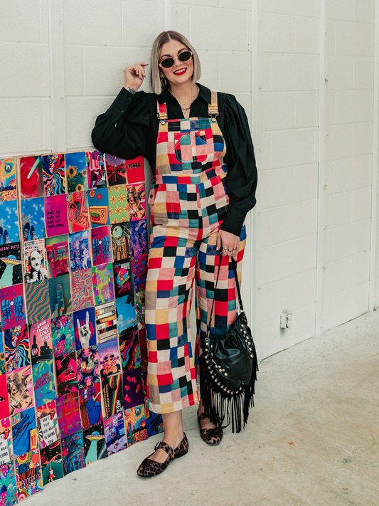 C'EST LA VIE SQUARE PRINT OVERALLS S-XL