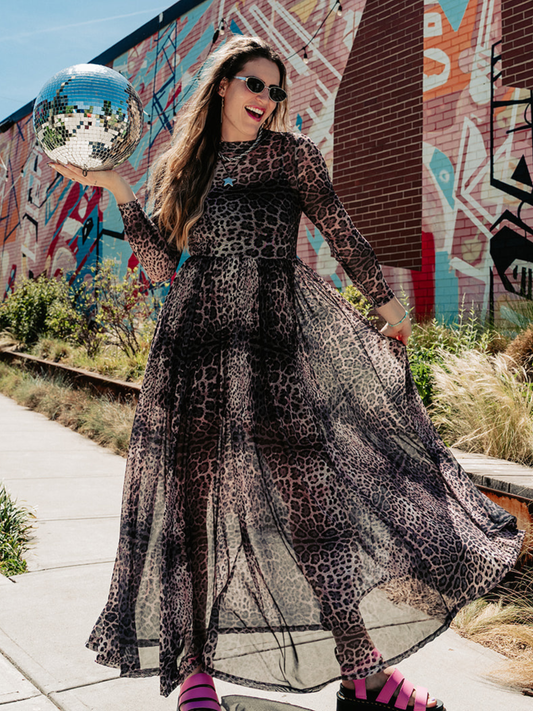 FIERCE FEMALE MESH MAXI DRESS IN MIDNIGHT MAYHEM