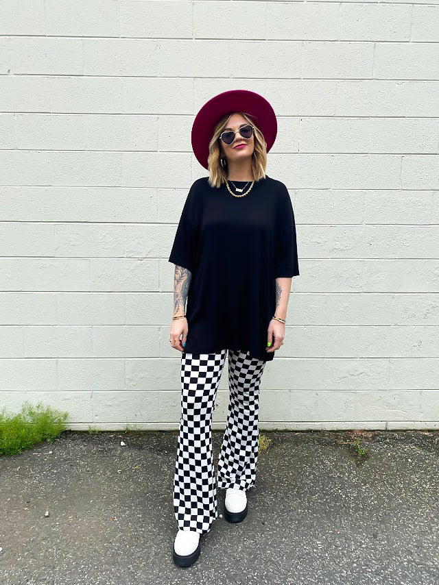 QUEEN OF COOL CHECKERED FLARE PANTS *S-XXXL!*