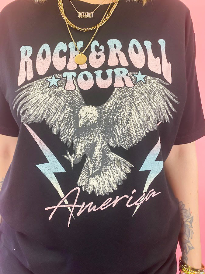 AMERICAN TOUR ROCK AND ROLL GRAPHIC TEE *S-XL!*