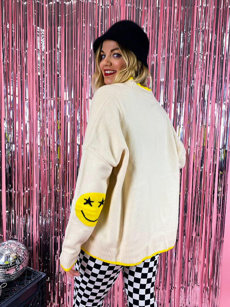 ALL SMILES OVERSIZED KNIT CARDIGAN