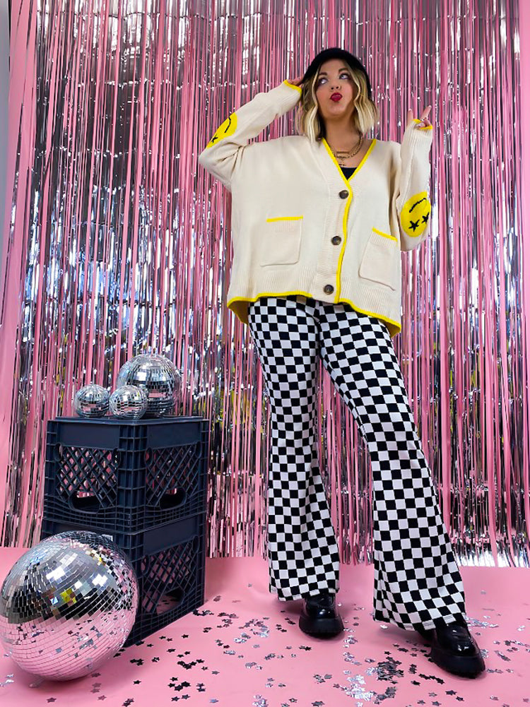 QUEEN OF COOL CHECKERED FLARE PANTS *S-XXXL!*
