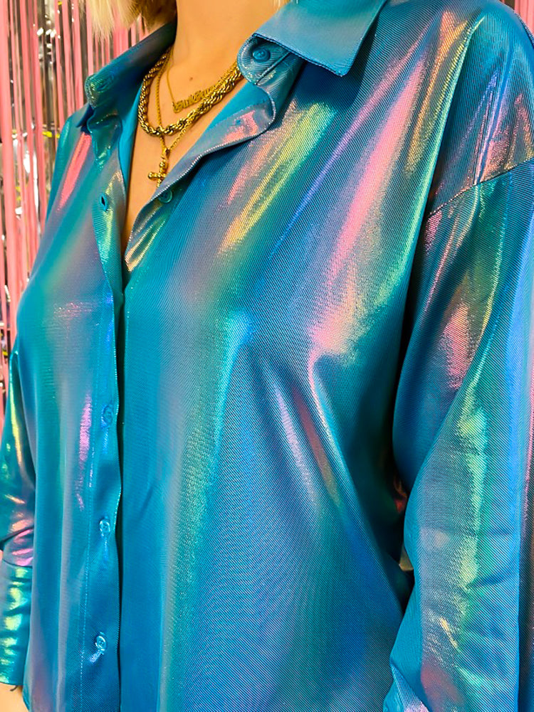 ELECTRIC NIGHTS METALLIC BUTTON UP