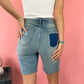 SHIMMER & SHINE EMBELLISHED DENIM BERMUDA SHORTS *S-XL!*